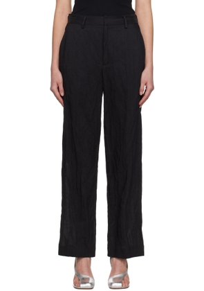 MM6 Maison Margiela Black Crinkled Metallic Tailoring Trousers