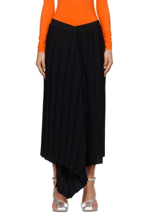 MM6 Maison Margiela Black Drape Pleated Midi Skirt