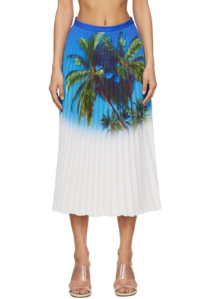 MM6 Maison Margiela Blue Archive Print Pleated Midi Skirt