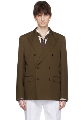 Dolce & Gabbana Brown Double-Breasted Technical Gabardine Blazer