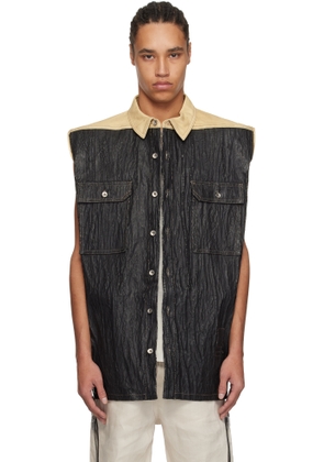 Rick Owens DRKSHDW Black & Beige Hollywood Tommy Jumbo Denim Vest