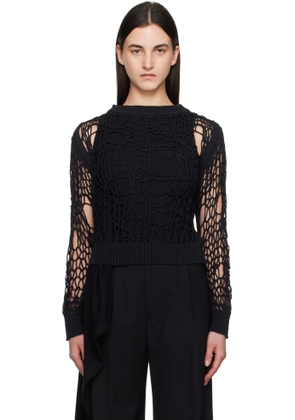 MM6 Maison Margiela Black Messy Filet Crewneck