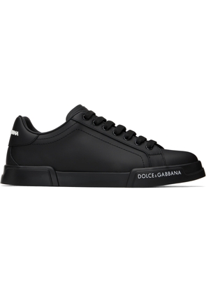 Dolce & Gabbana Black Calfskin Nappa Portofino Sneakers