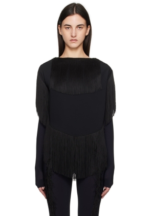 MM6 Maison Margiela Black Fluid Polyester Fringe Blouse