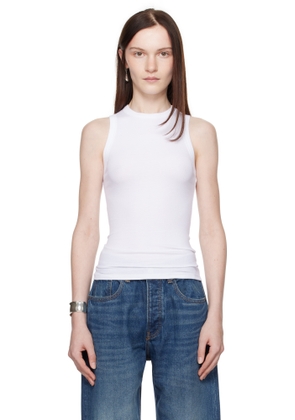 Aya Muse White Ribbed High Neck Tank Top