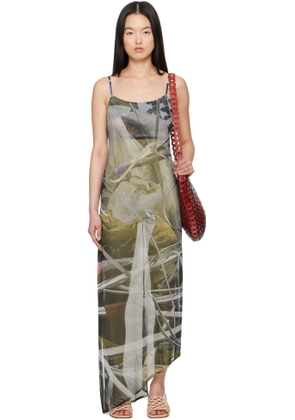 Serapis Multicolor Scrap Yard Mesh Slip Maxi Dress