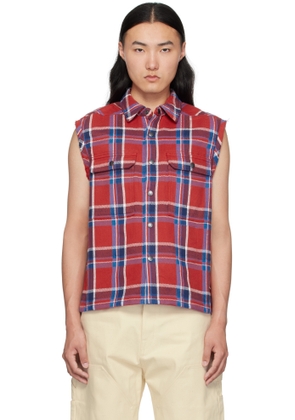 Rick Owens DRKSHDW Red & Navy Hollywood SL Cropped Outershirt Vest