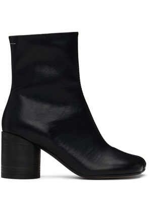 MM6 Maison Margiela Black Stitch-Out Leather Ankle Boots