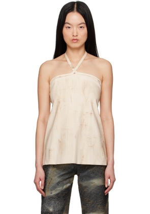 Serapis Beige Tar-Painted Halter Top