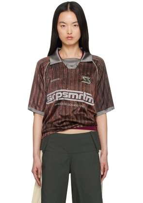 Serapis Burgundy & Yellow Aub Stripes Polo