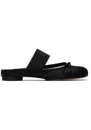 MM6 Maison Margiela Black Satin Anatomic Logo Ballerina Slippers