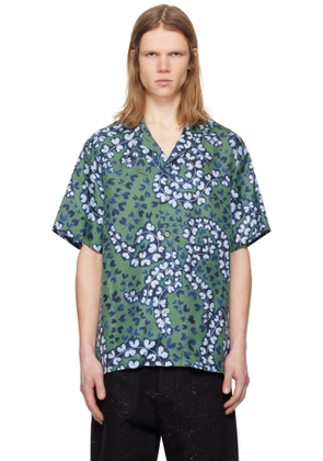 Lanvin Green & Blue Rateau Print Bowling Shirt