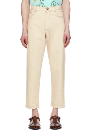 HARAGO Off-White Double Stitch Trousers