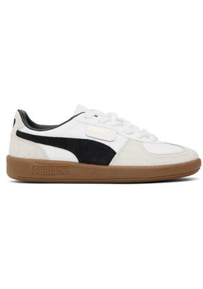 PUMA White & Gray Palermo Leather Sneakers