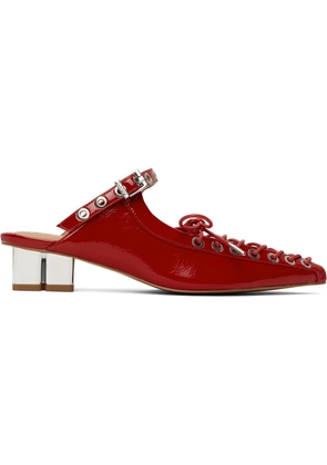 GANNI Red Lace-Up Mules