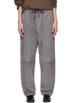 Meta Campania Collective Gray Ed Unlined Drawstring Lamb Suede Trousers