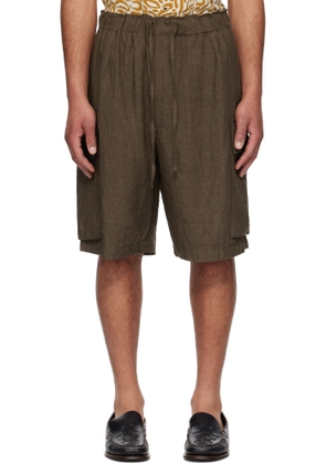 KAPTAIN SUNSHINE Brown Drawstring Cargo Shorts