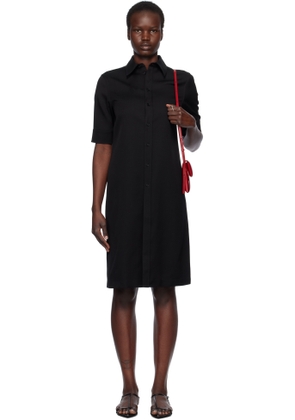 Jil Sander Black Lightweight Wool Gabardine Midi Dress