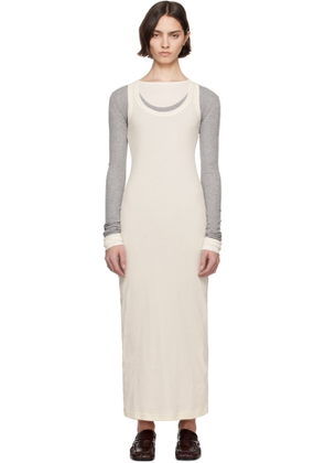 Jil Sander Gray 3 Layers Long Sleeved Maxi Dress