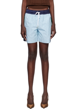 Casablanca Blue Pinstripe Laurel Track Shorts