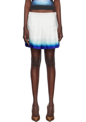 Casablanca White Casa Way Skate Pleated Silk Miniskirt