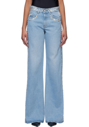 Coperni Blue Studded Wide Leg Jeans