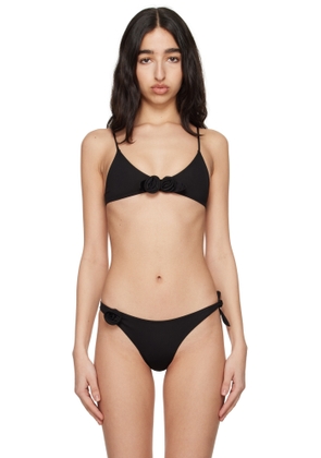 Coperni Black Flower Bikini Top