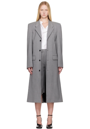 ALAINPAUL Gray Single Breasted Tailored Coat