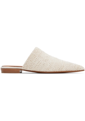 McQueen Off-White Birdee Leather Knit Mules
