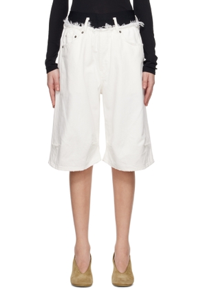 ALAINPAUL White Knee Denim Shorts