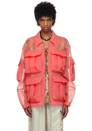Dries Van Noten Red Crinkled Jacket