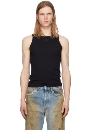 GANNI Black Soft Cotton Rib Tank Top