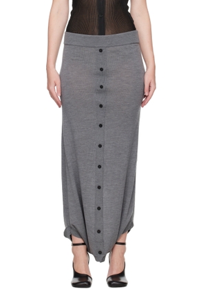 ALAINPAUL Gray Knit Fuseau Maxi Skirt