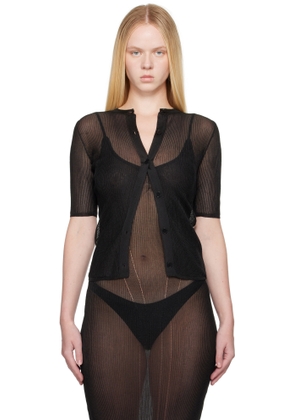 ALAINPAUL Black Knit Technical Cardigan