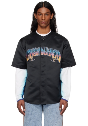 Casablanca Black Gothic Short Sleeve Baseball Shirt