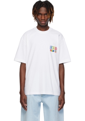 Solid Homme White Flocked-Logo T-shirt