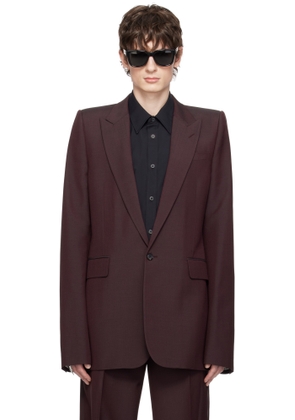 McQueen Burgundy Stacked Shoulder Single-Breasted Blazer