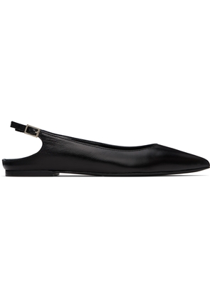 BY FAR Black Koyna Creased Calf Leather Ballerina Flats