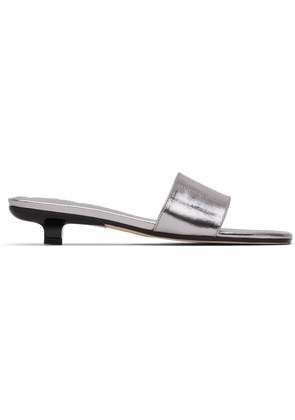 BY FAR Silver Ceni Eel Embossed Metallic Leather Heeled Sandals