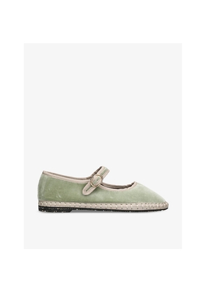 Womens Flabelus Uta Single-Strap Cotton Mary Jane Flats