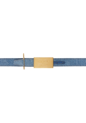 Balmain Blue Denim Safety Pin Belt