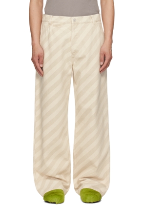 Marni Beige Striped High Waist Jeans