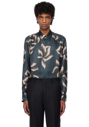 Dries Van Noten Navy Silk Shirt