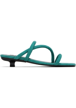 BY FAR Green Morena Kid Suede Leather Heeled Sandals