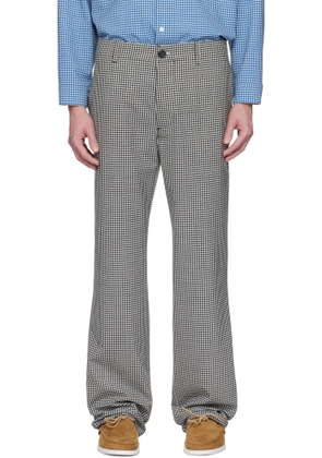 Marni Black & White Wool Blend Gingham Trousers