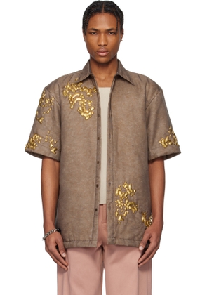 Dries Van Noten Brown Graphic Hardware Shirt