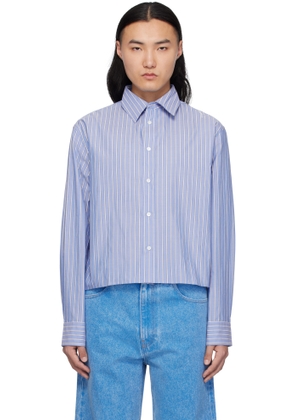 Marni Blue & Off-White Poplin Stripe Long Sleeve Shirt