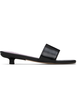 BY FAR Black Ceni Creased Leather Heeled Sandals