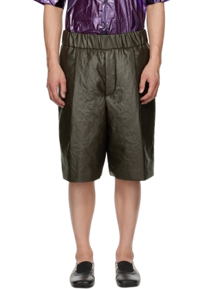 Dries Van Noten Khaki Pleated Shorts