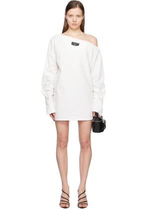 Balmain White Open Neck Asymmetric Shirt Minidress